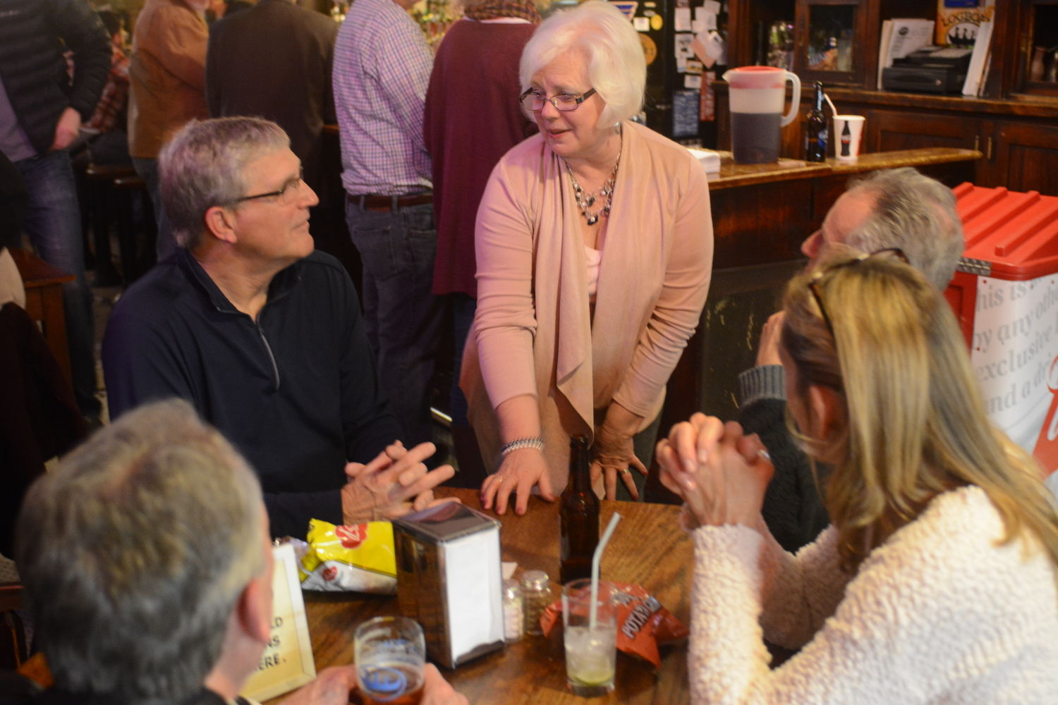 Kathy Walther talks to supporters
